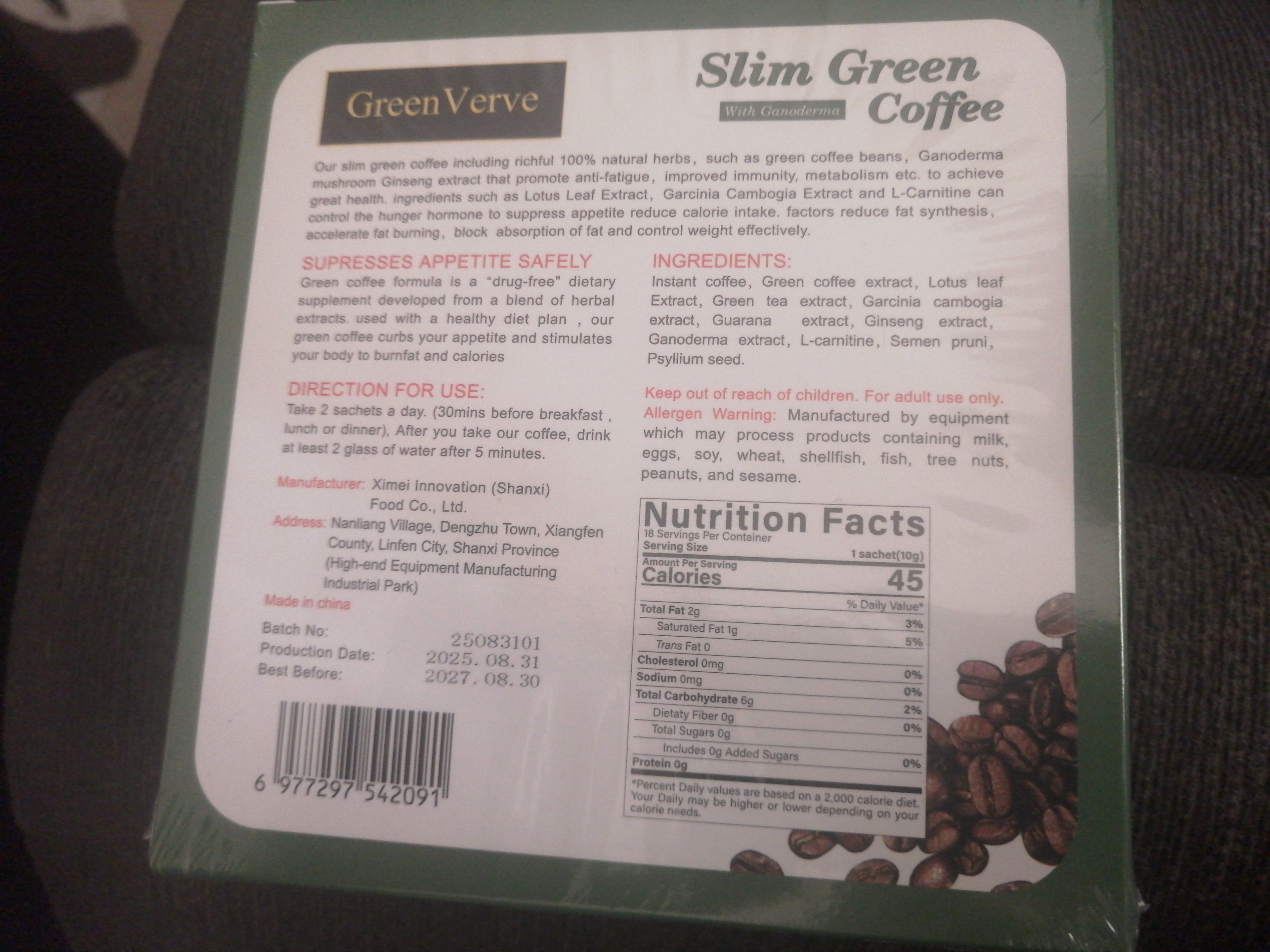 Slim Green  With Ganoderma Coffee